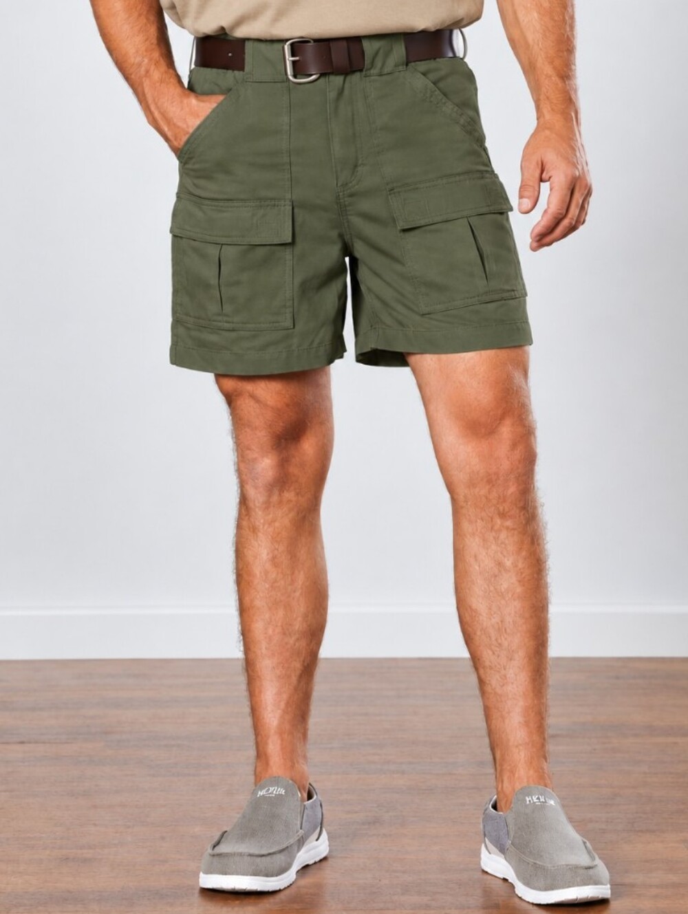 RedHead Men’s Soft Cotton Cargo Shorts-Olive Green Size 42